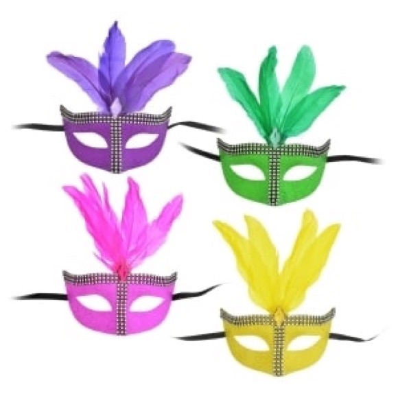GREEN MARDI GRAS MASK NWT - Picture 2 of 4